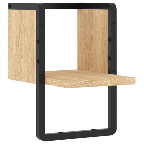 Wandschap met stang 20x25x30 cm sonoma eikenkleurig 2