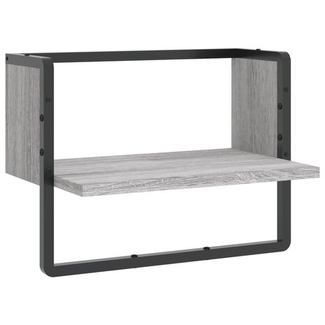 Wandschap met stang 40x25x30 cm grijs sonoma eikenkleurig 2