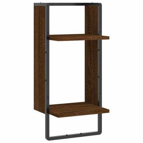 Wandschap met stang 30x25x65 cm bruin eikenkleur 2