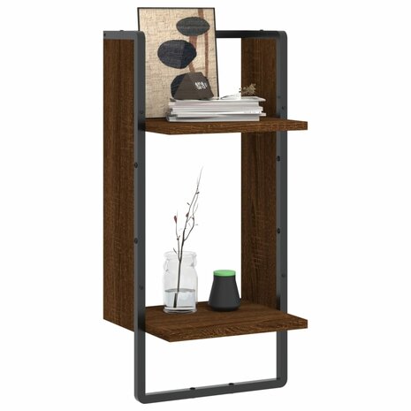 Wandschap met stang 30x25x65 cm bruin eikenkleur 3