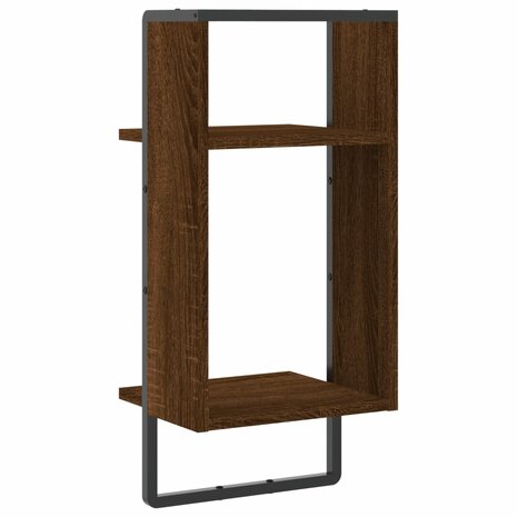 Wandschap met stang 30x25x65 cm bruin eikenkleur 6