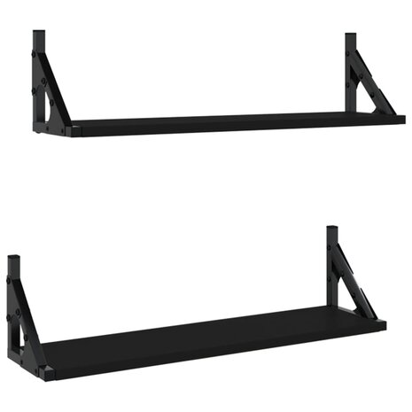 Wandschappen 2 st 60x15x15,5 cm zwart 2