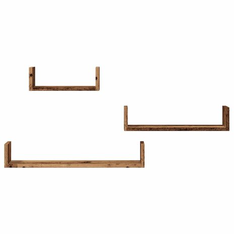 Wandschappen 3 st bewerkt hout oud houtkleurig 4