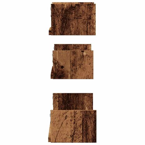 Wandschappen 3 st bewerkt hout oud houtkleurig 5