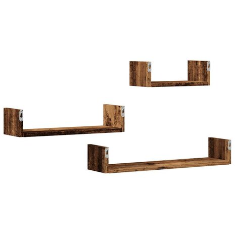 Wandschappen 3 st bewerkt hout oud houtkleurig 6