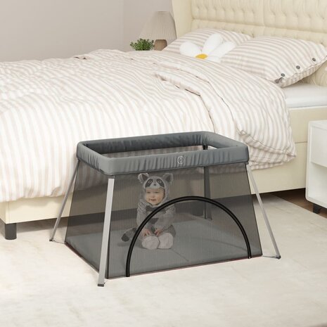 Babybox met matras linnen donkergrijs 1