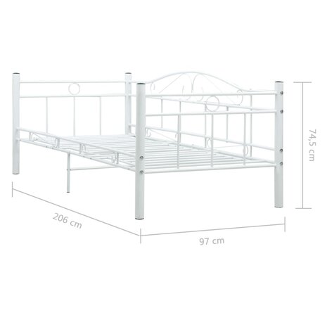 Bedbankframe metaal wit 90x200 cm 6