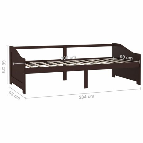 Bedbank 3-zits massief grenenhout donkerbruin 90x200 cm 8