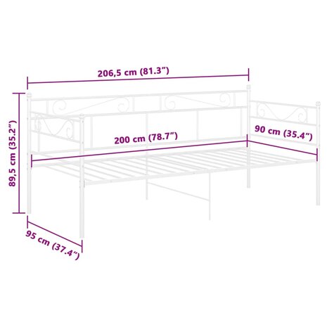 Slaapbankframe metaal wit 90x200 cm 8