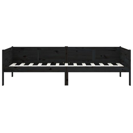 Slaapbank massief grenenhout zwart 90x190 cm 5