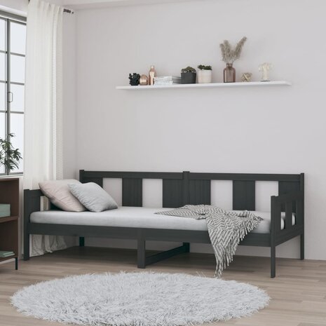 Slaapbank massief grenenhout grijs 80x200 cm 4