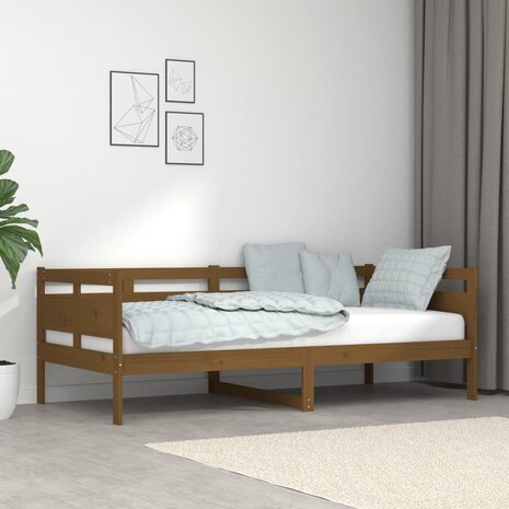 Slaapbank massief grenenhout honingbruin 90x190 cm 1