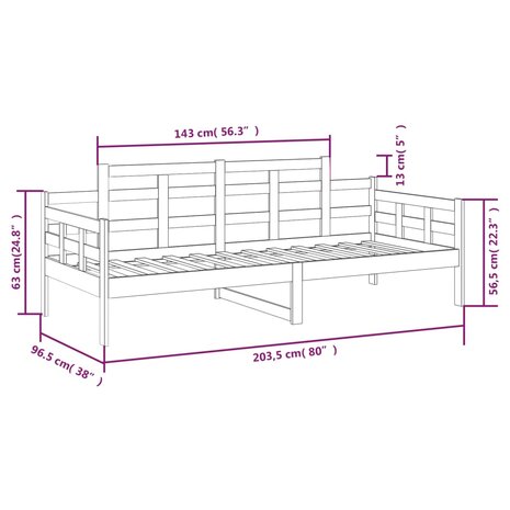 Slaapbank 90x200 cm massief grenenhout 9