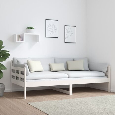 Slaapbank massief grenenhout wit 90x190 cm 4