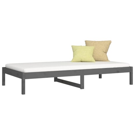 Slaapbank 90x190 cm massief grenenhout grijs 3