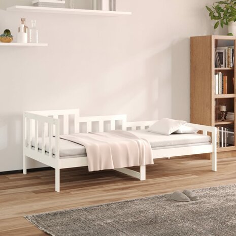 Slaapbank zonder matras 90x190 cm massief grenenhout wit 1