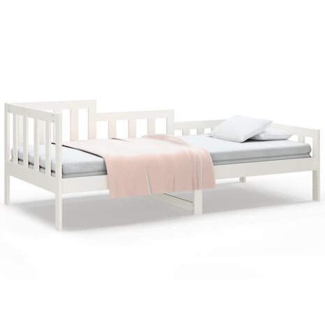 Slaapbank zonder matras 90x190 cm massief grenenhout wit 2