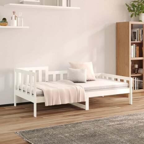 Slaapbank zonder matras 90x190 cm massief grenenhout wit 4