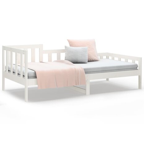 Slaapbank zonder matras 90x190 cm massief grenenhout wit 5