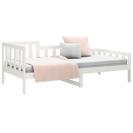 Slaapbank zonder matras 90x190 cm massief grenenhout wit 6