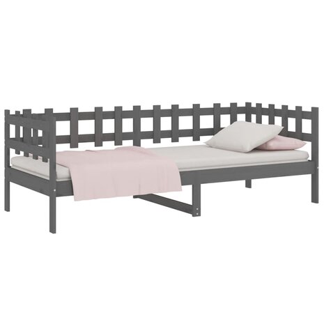 Slaapbank 90x200 cm massief grenenhout grijs 3