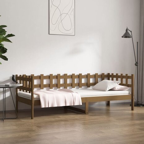 Slaapbank 90x200 cm massief grenenhout honingbruin 1