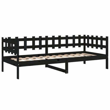Slaapbank 90x200 cm massief grenenhout zwart 7