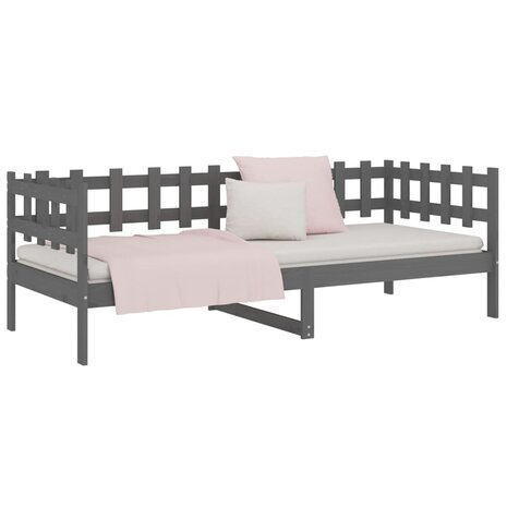Slaapbank 90x190 cm massief grenenhout grijs 6