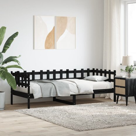 Slaapbank 80x200 cm massief grenenhout zwart 1