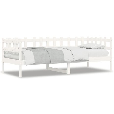 Slaapbank zonder matras 90x200 cm massief grenenhout wit 2