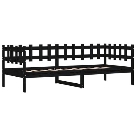 Slaapbank 90x200 cm massief grenenhout zwart 5