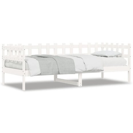 Slaapbank zonder matras 90x190 cm massief grenenhout wit 2