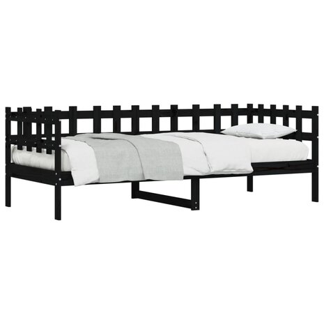 Slaapbank 90x190 cm massief grenenhout zwart 3