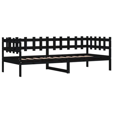 Slaapbank 90x190 cm massief grenenhout zwart 5