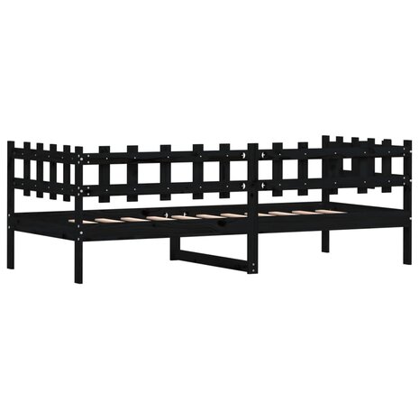 Slaapbank 90x190 cm massief grenenhout zwart 7