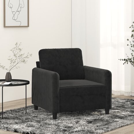 Fauteuil 60 cm fluweel zwart 1