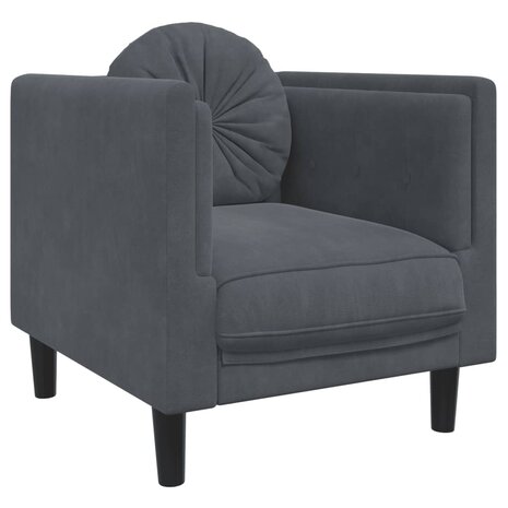 Fauteuil met kussens fluweel donkergrijs 2