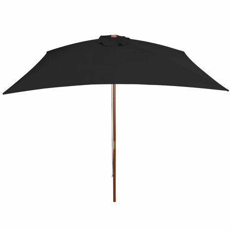 Parasol met houten paal 200x300 cm zwart 3
