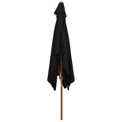Parasol met houten paal 200x300 cm zwart 4