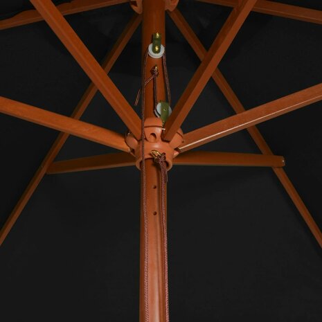 Parasol met houten paal 200x300 cm zwart 5