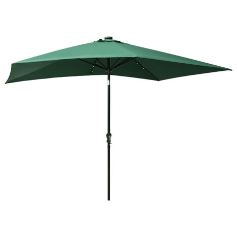 Parasol met LED&apos;s en stalen paal 2x3 m groen 4