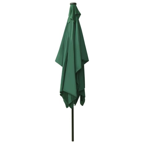 Parasol met LED&apos;s en stalen paal 2x3 m groen 6