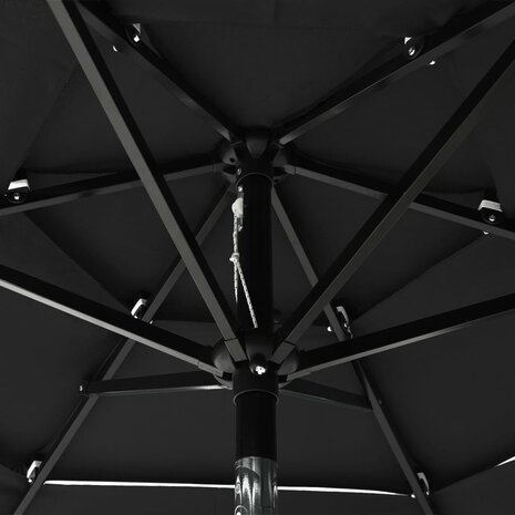 Parasol 3-laags met aluminium paal 2 m zwart 5