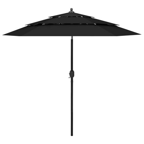 Parasol 3-laags met aluminium paal 2,5 m zwart 1