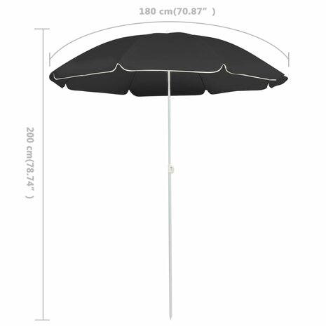 Parasol met stalen paal 180 cm antracietkleurig 5