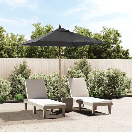 Parasol met houten paal 198x198x231 cm antracietkleurig 1