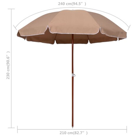 Parasol met stalen paal 240 cm taupe 5