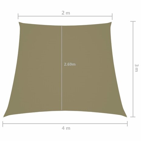Zonnezeil trapezium 2/4x3 m oxford stof beige 6