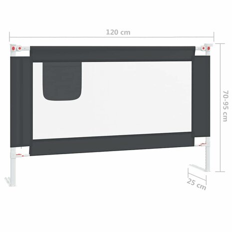 Bedhekje peuter 120x25 cm stof donkergrijs 8