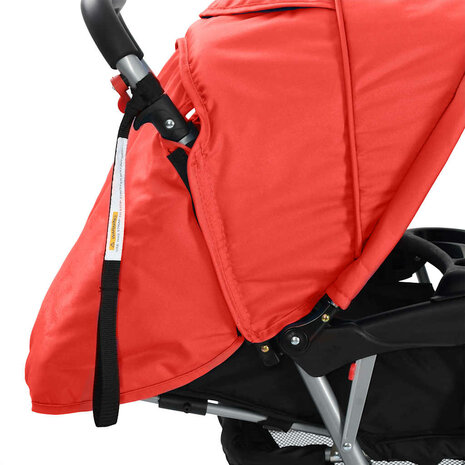 Kinderwagen dubbel staal rood en zwart  7